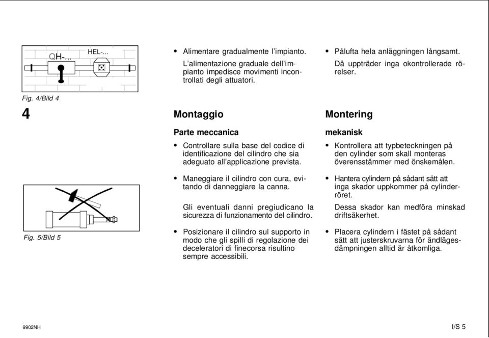 5/Bild 5 Montaggio Parte meccanica Controllare sulla base del codice di identificazione del cilindro che sia adeguato all applicazione prevista.