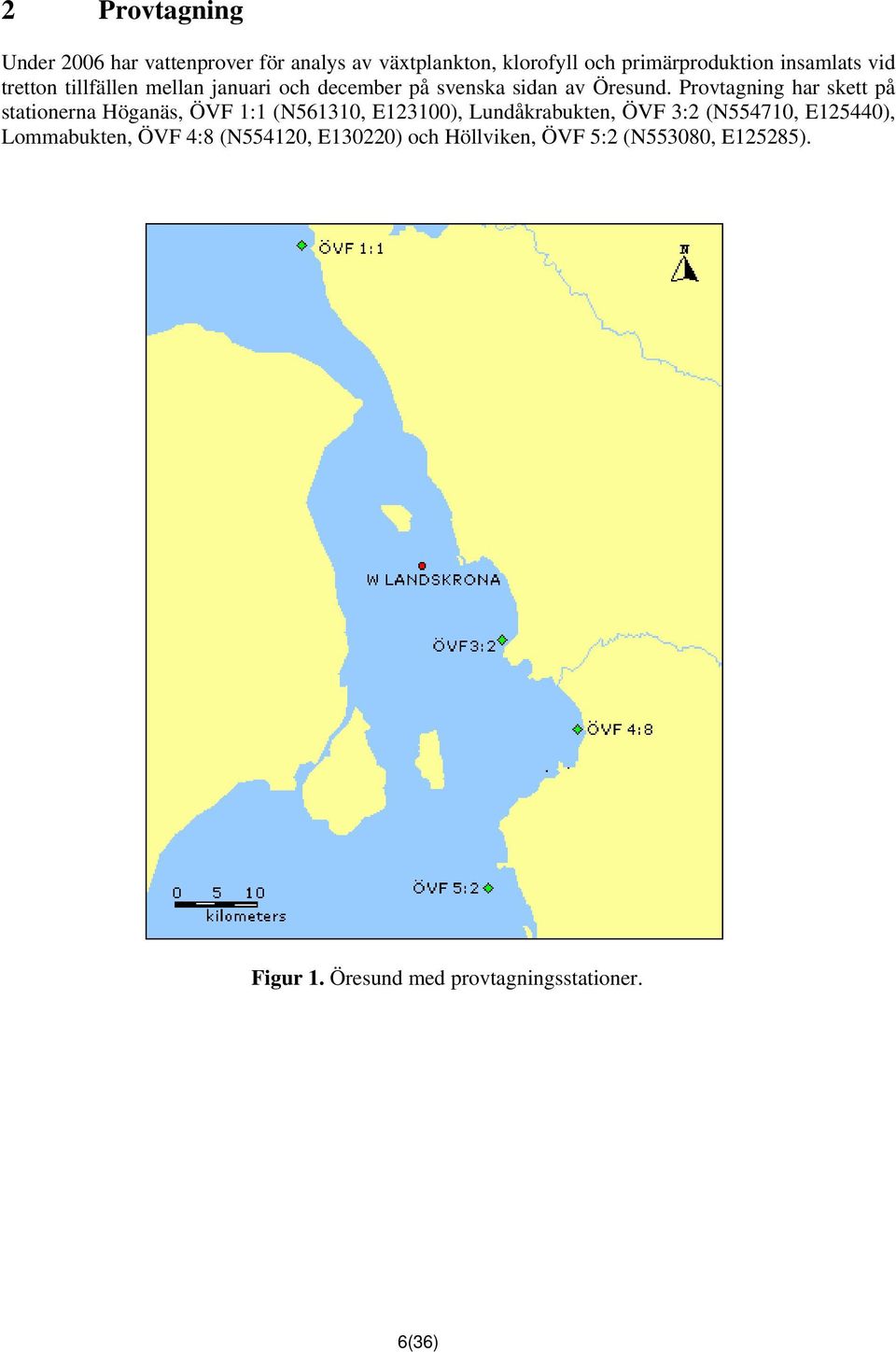 Provtagning har skett på stationerna Höganäs, ÖVF 1:1 (N561310, E123100), Lundåkrabukten, ÖVF 3:2 (N554710,