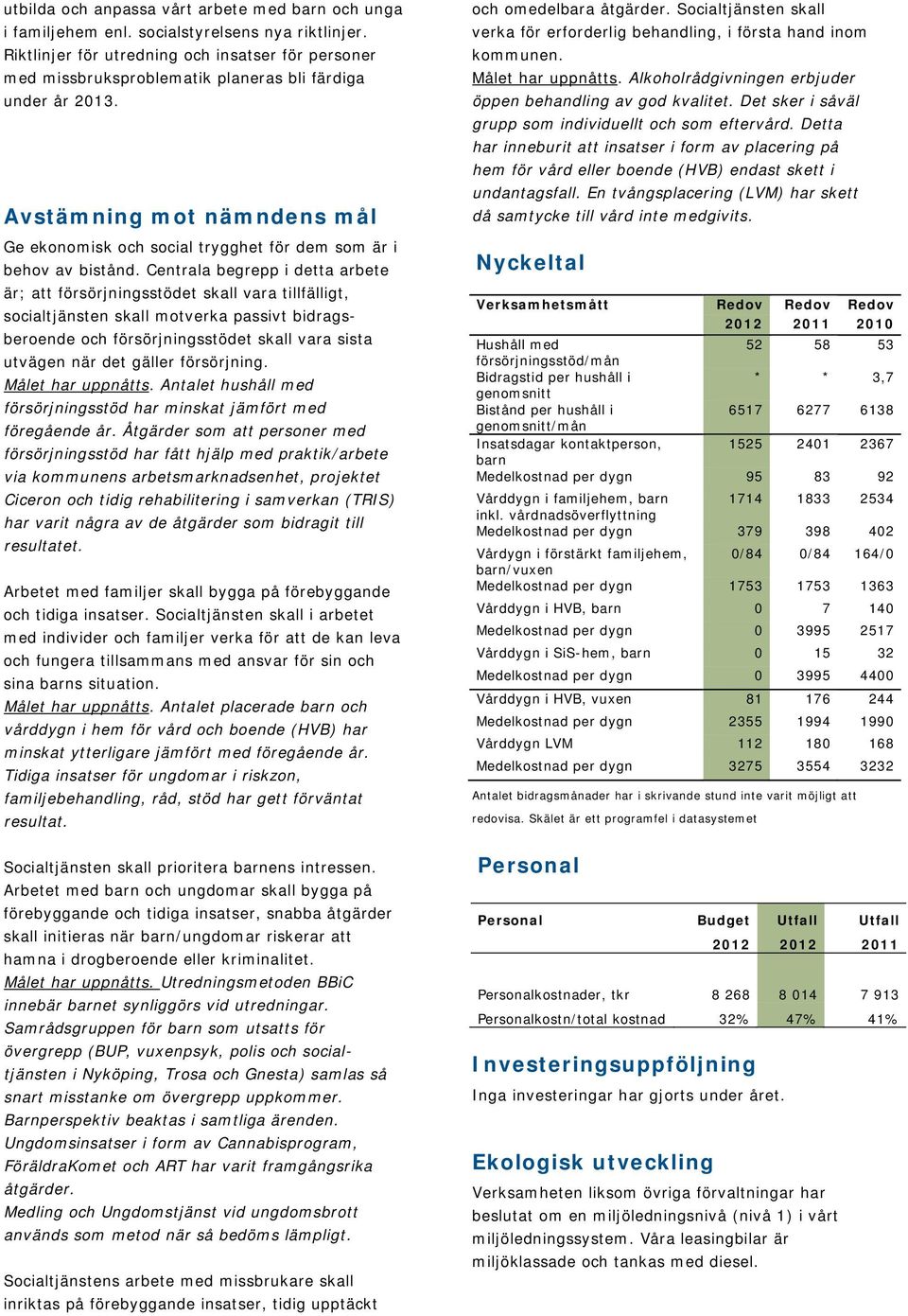 Avstämning mot nämndens mål Ge ekonomisk och social trygghet för dem som är i behov av bistånd.