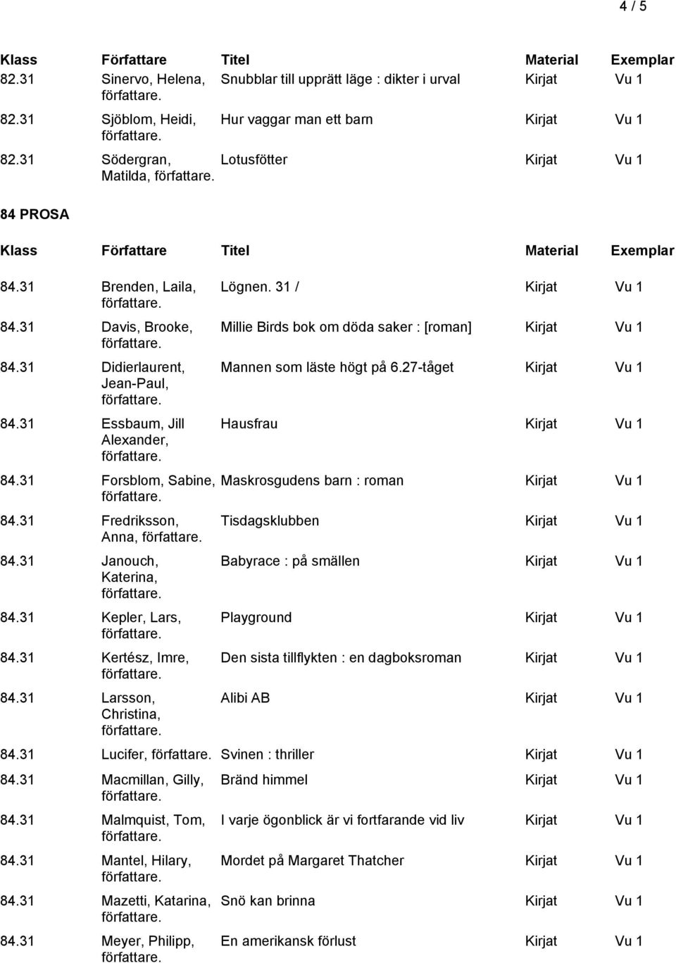 31 Larsson, Christina, Lögnen. 31 / Millie Birds bok om döda saker : [roman] Mannen som läste högt på 6.