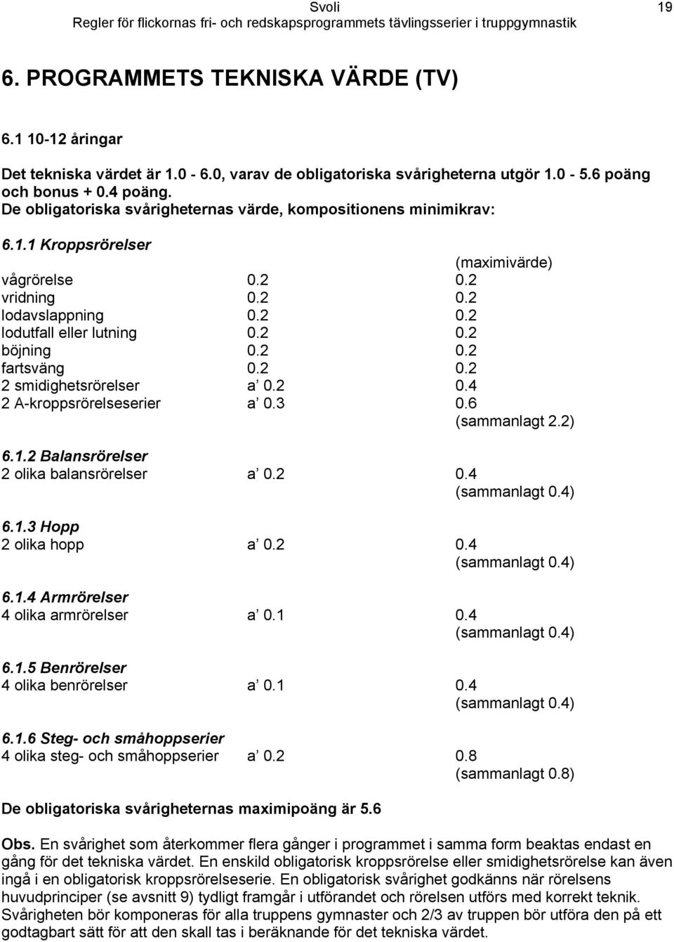 1 Kroppsrörelser vågrörelse vridning lodavslappning lodutfall eller lutning böjning fartsväng 2 smidighetsrörelser 2 A-kroppsrörelseserier a a 0.3 (maximivärde) 0.4 0.6 (sammanlagt 2.2) 6.1.2 Balansrörelser 2 olika balansrörelser a 0.