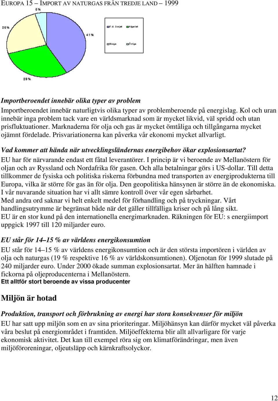 Marknaderna för olja och gas är mycket ömtåliga och tillgångarna mycket ojämnt fördelade. Prisvariationerna kan påverka vår ekonomi mycket allvarligt.