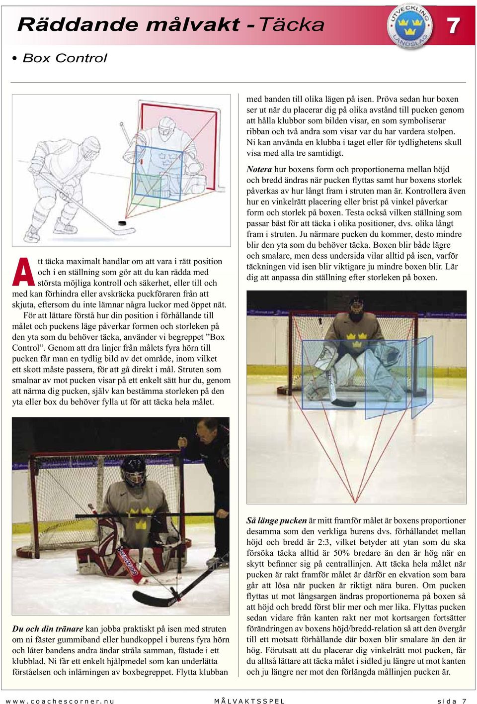 För att lättare förstå hur din position i förhållande till målet och puckens läge påverkar formen och storleken på den yta som du behöver täcka, använder vi begreppet Box Control.