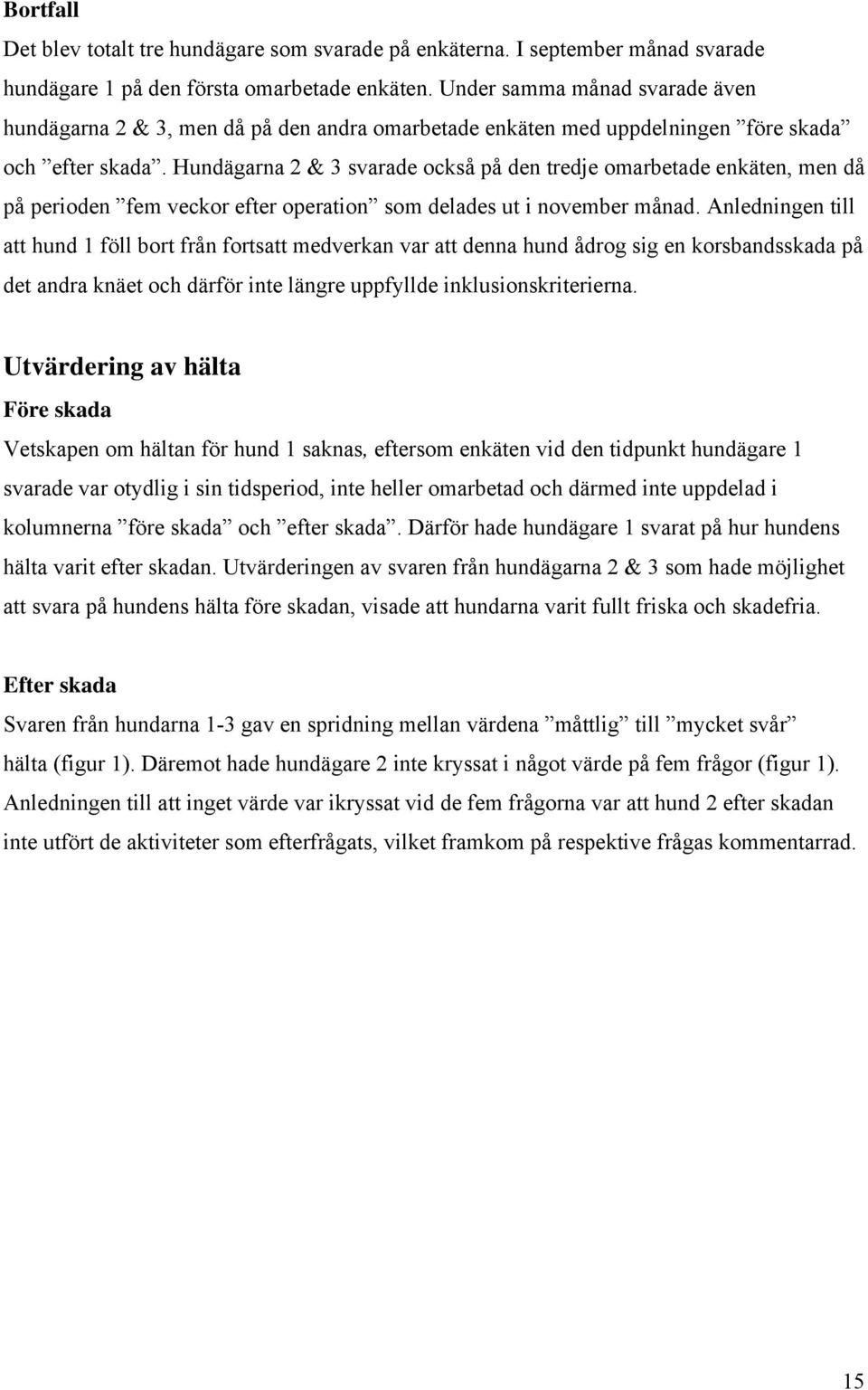 Hundägarna 2 & 3 svarade också på den tredje omarbetade enkäten, men då på perioden fem veckor efter operation som delades ut i november månad.