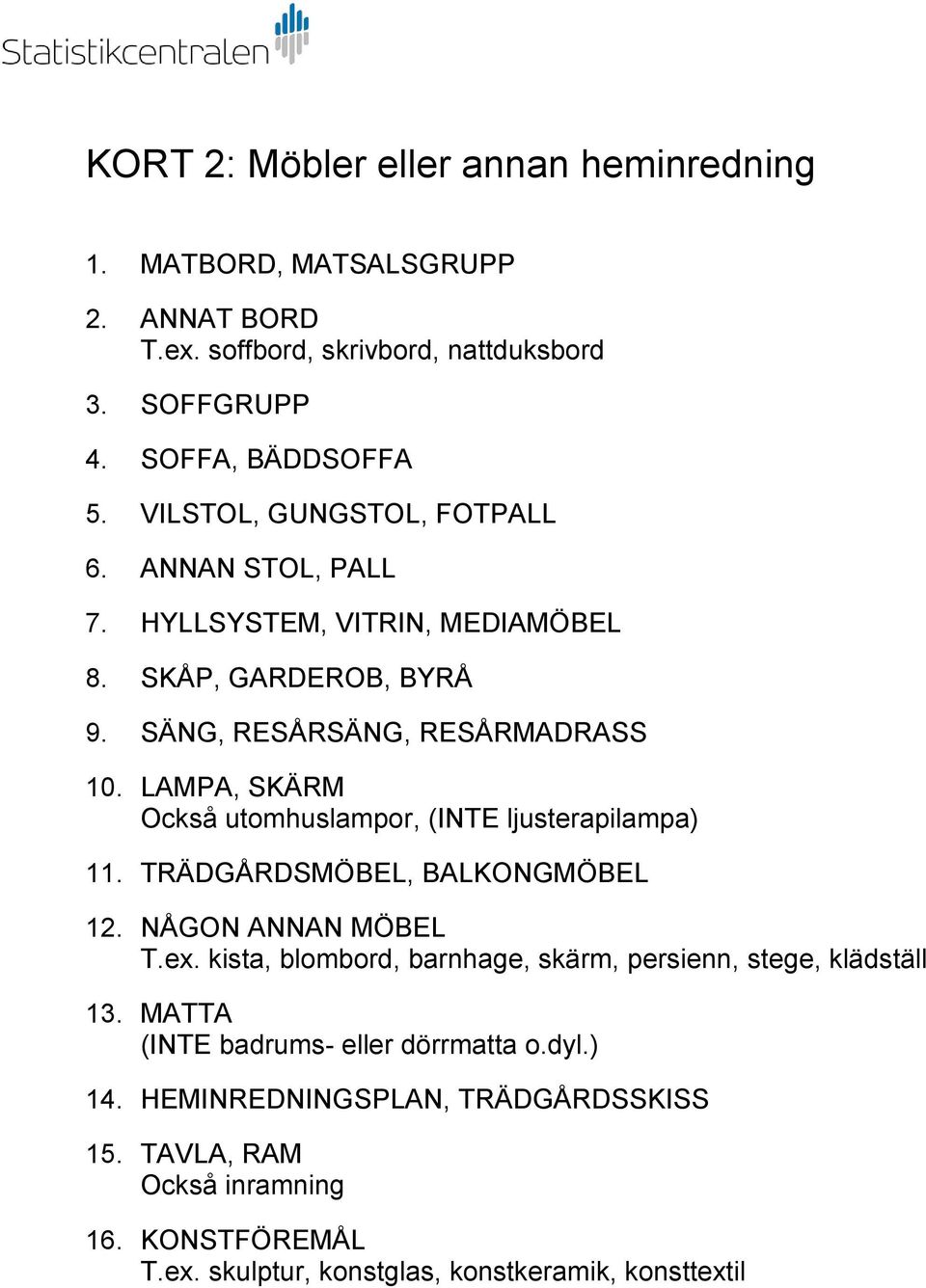 LAMPA, SKÄRM Också utomhuslampor, (INTE ljusterapilampa) 11. TRÄDGÅRDSMÖBEL, BALKONGMÖBEL 12. NÅGON ANNAN MÖBEL T.ex.