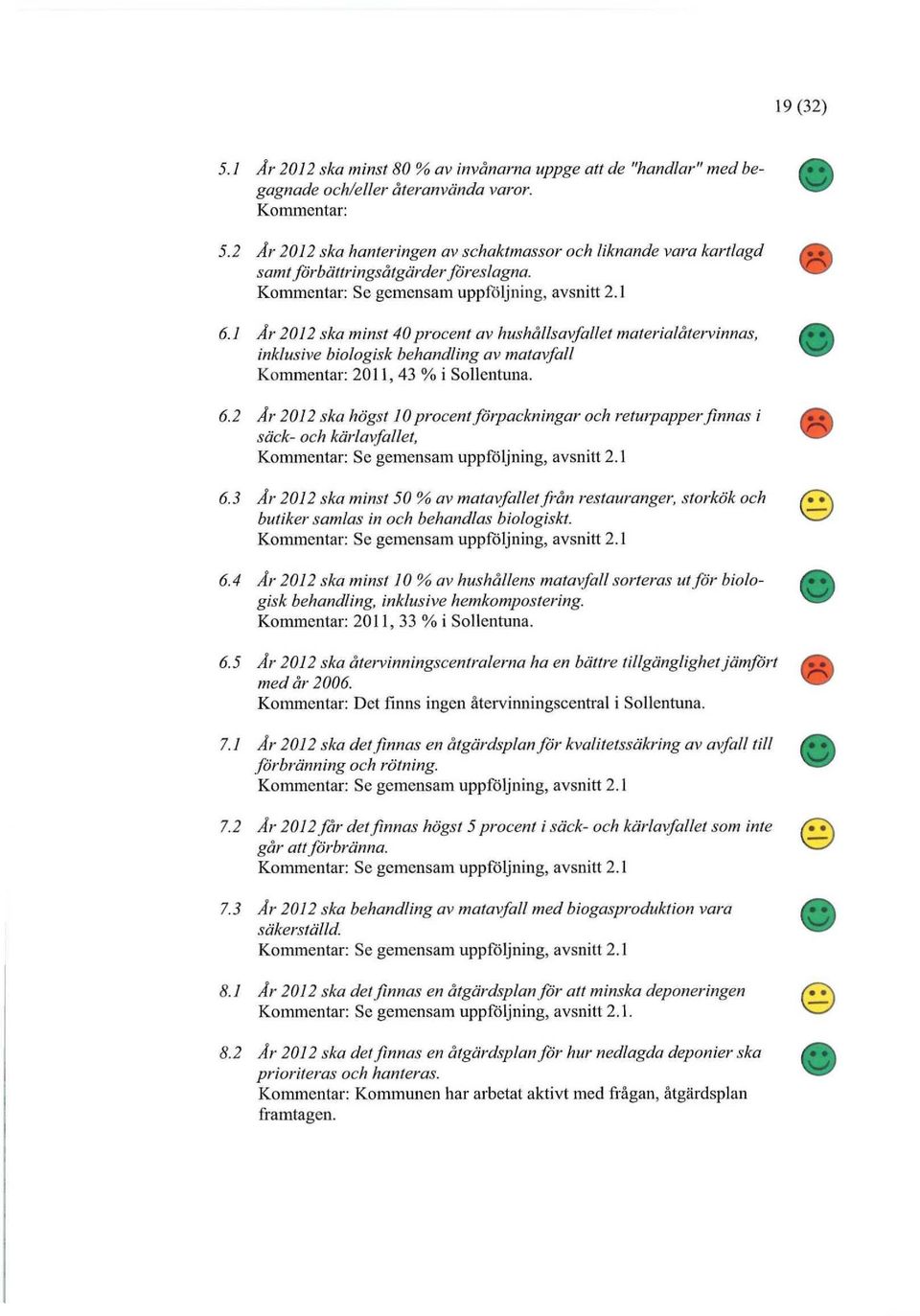 3 År 2012 ska minst 50 % av matavfallet från restauranger, storkök och butiker samlas in och behandlas biologiskt. 6.