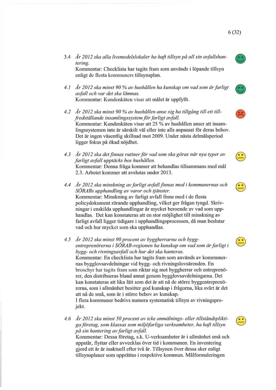 2 År 2012 ska minst 90 % av hushållen anse sig ha tillgång till ett tillfredställande insamlingssystem för färligt avfall.