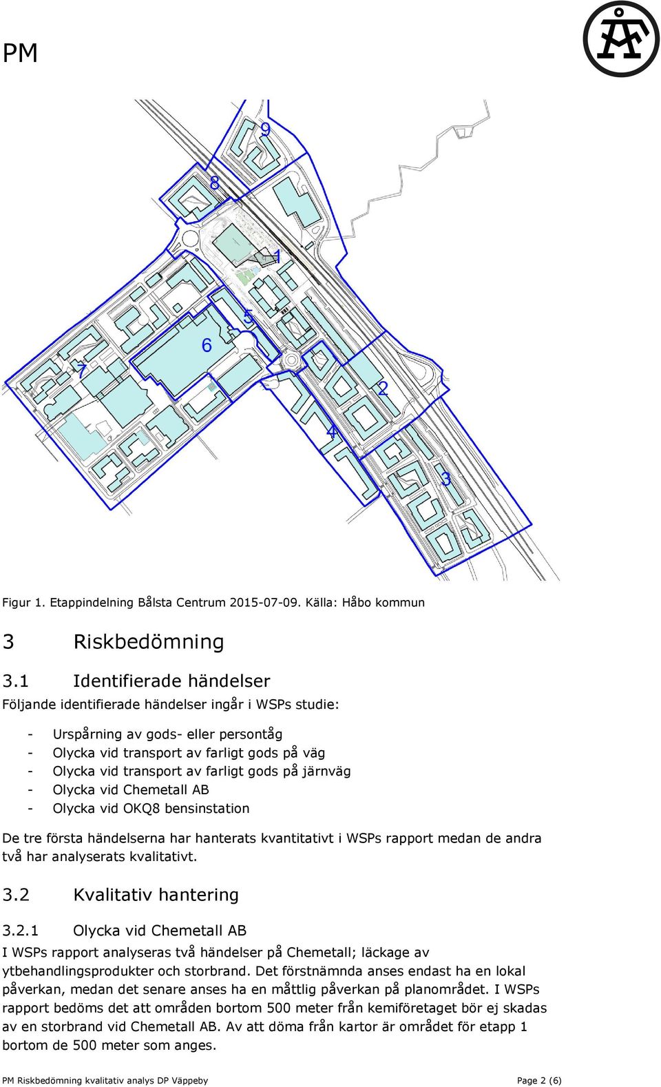 gods på järnväg - Olycka vid Chemetall AB - Olycka vid OKQ8 bensinstation De tre första händelserna har hanterats kvantitativt i WSPs rapport medan de andra två har analyserats kvalitativt. 3.