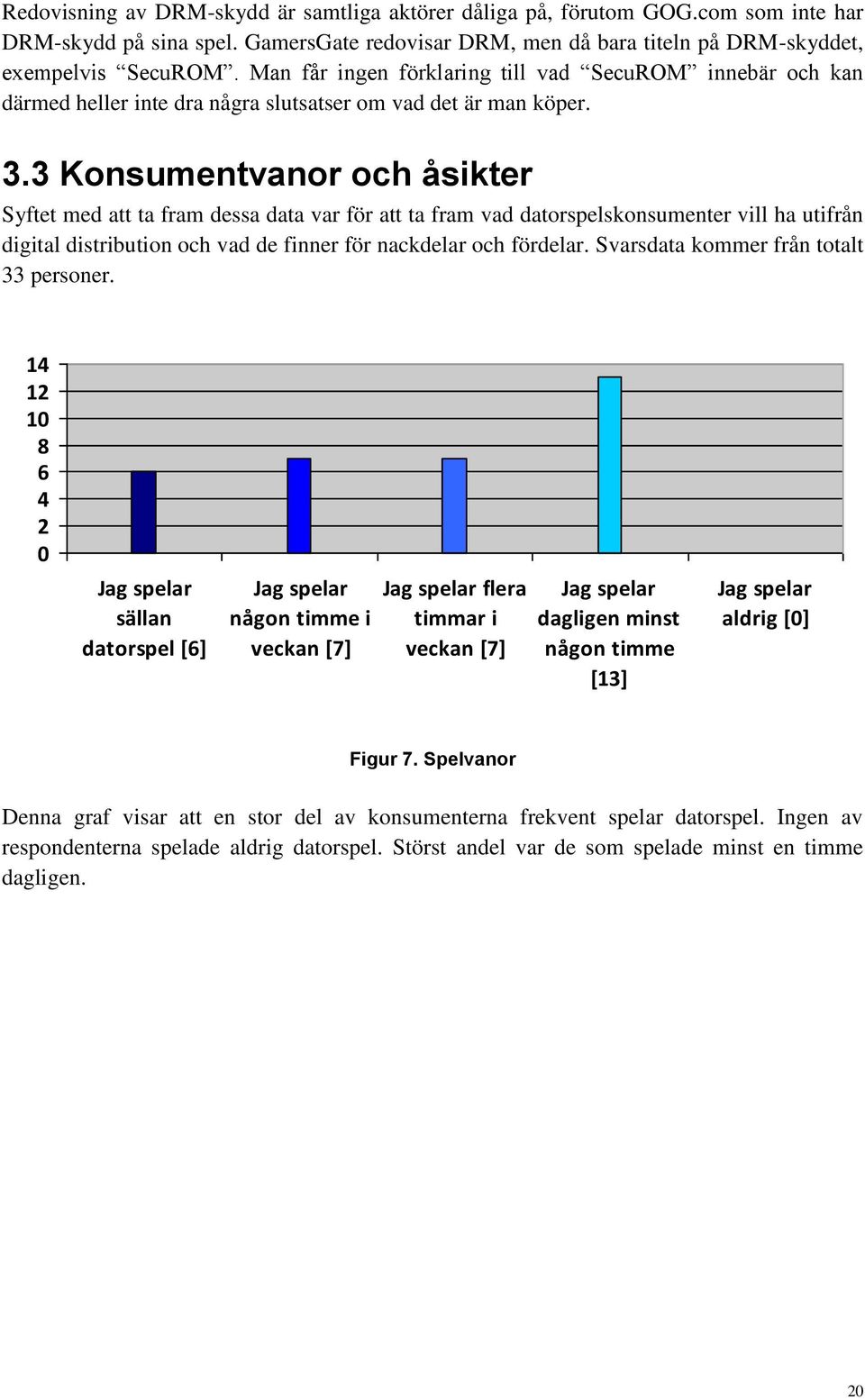 3 Konsumentvanor och åsikter Syftet med att ta fram dessa data var för att ta fram vad datorspelskonsumenter vill ha utifrån digital distribution och vad de finner för nackdelar och fördelar.