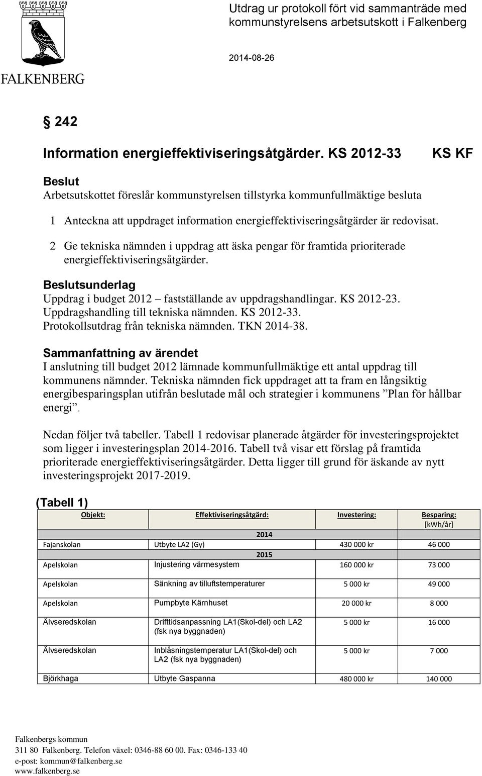 2 Ge tekniska nämnden i uppdrag att äska pengar för framtida prioriterade energieffektiviseringsåtgärder. Beslutsunderlag Uppdrag i budget 2012 fastställande av uppdragshandlingar. KS 2012-23.