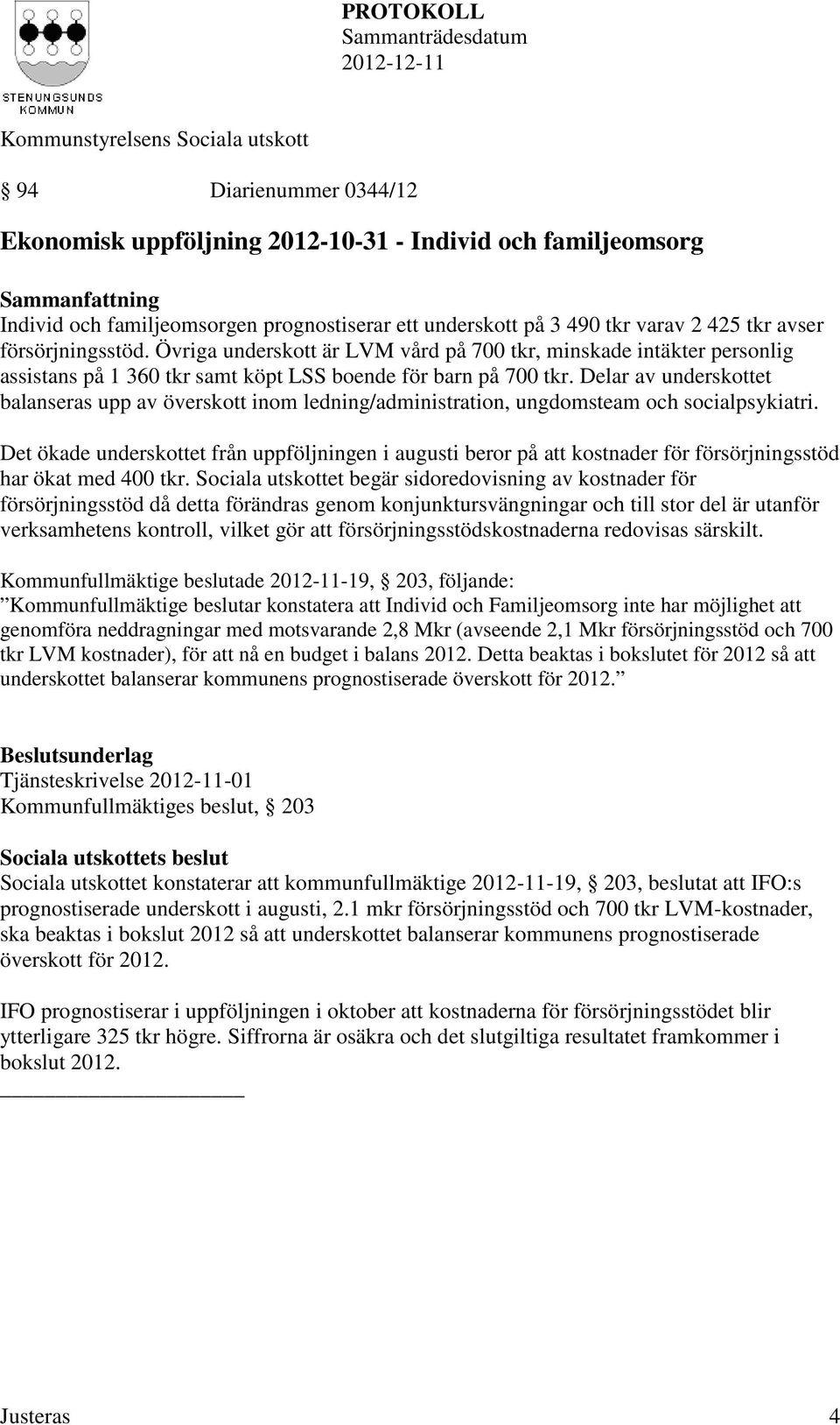 Delar av underskottet balanseras upp av överskott inom ledning/administration, ungdomsteam och socialpsykiatri.