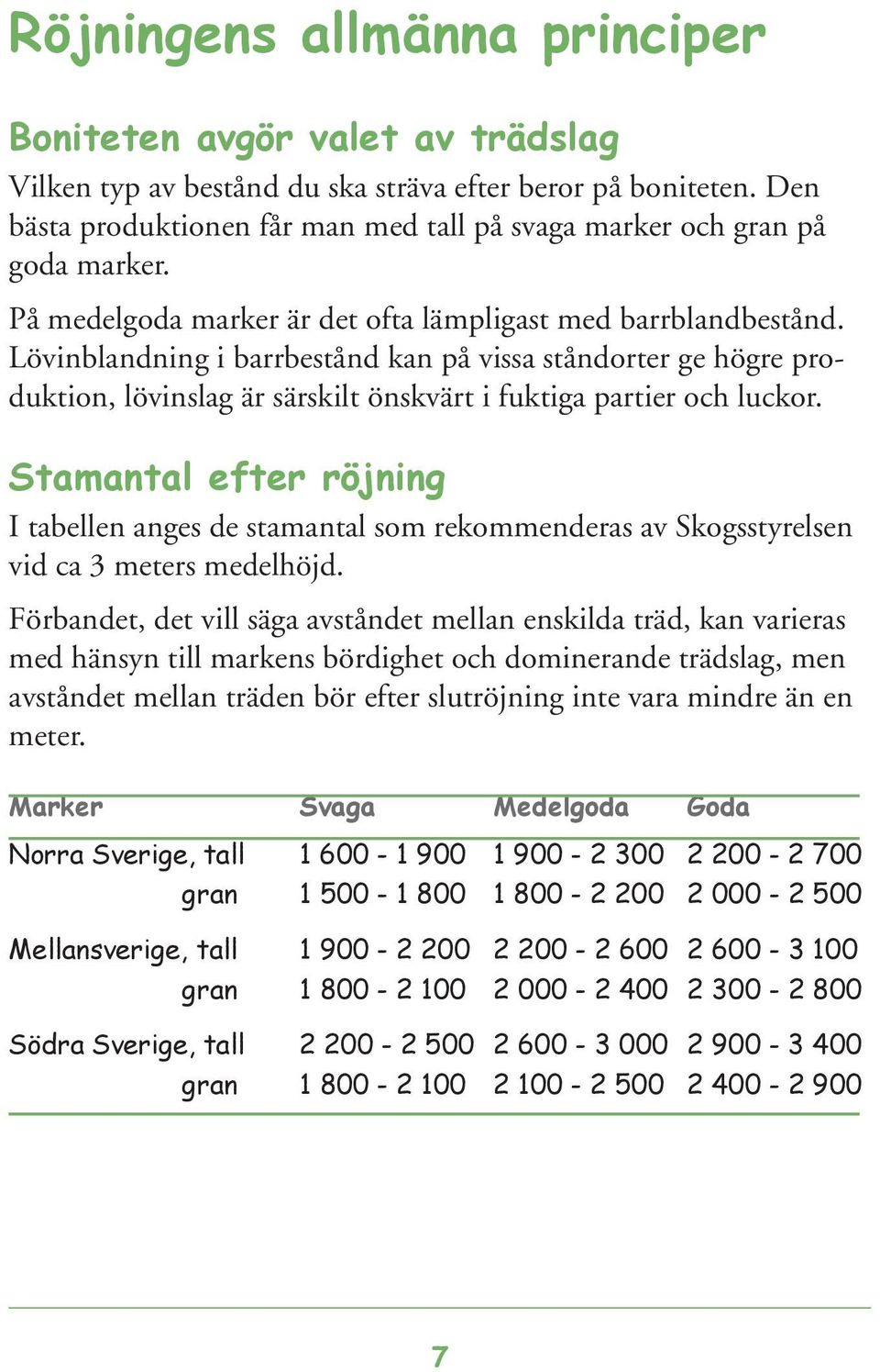 Lövinblandning i barrbestånd kan på vissa ståndorter ge högre produktion, lövinslag är särskilt önskvärt i fuktiga partier och luckor.