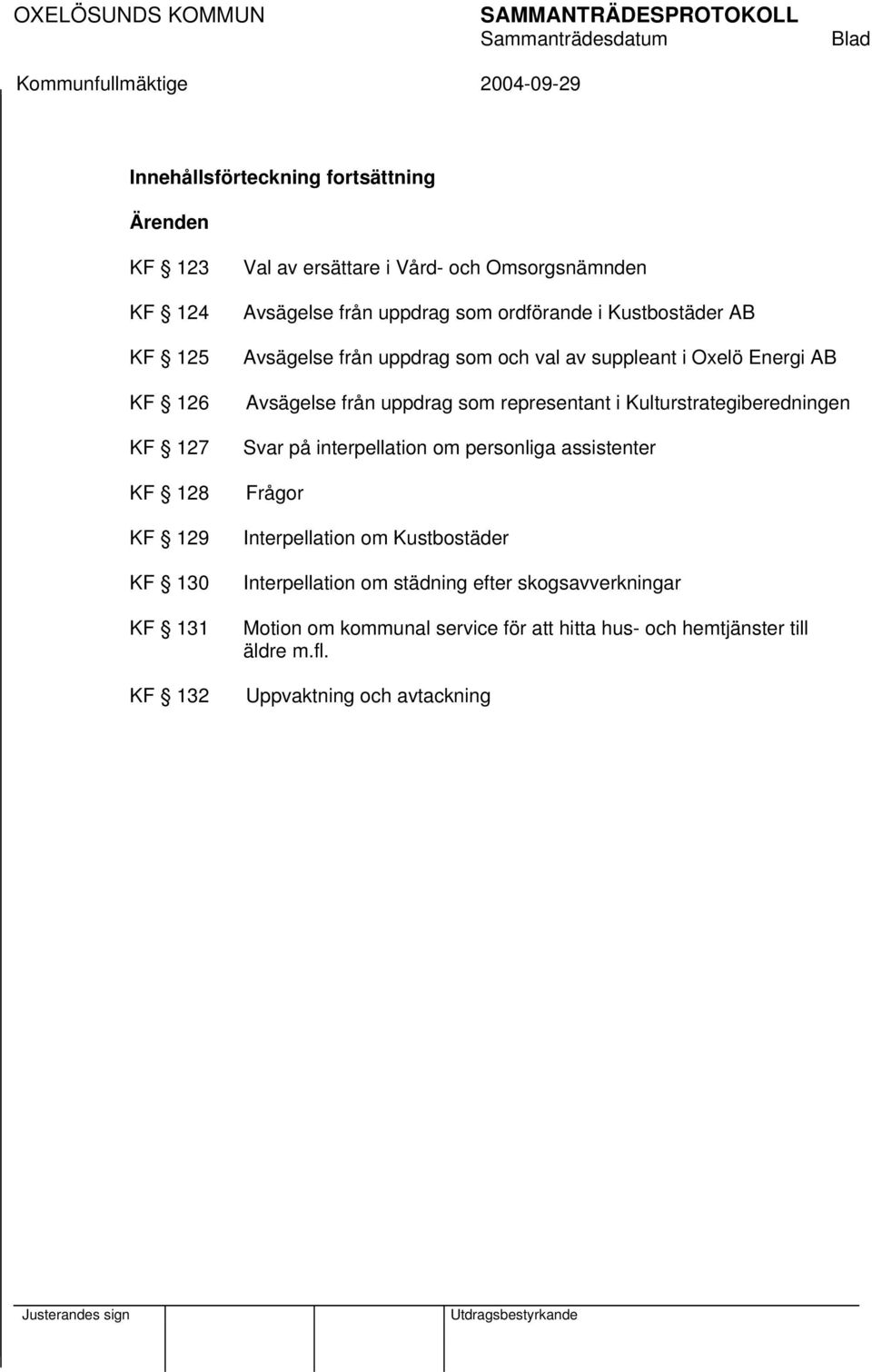 Avsägelse från uppdrag som representant i Kulturstrategiberedningen Svar på interpellation om personliga assistenter Frågor Interpellation om