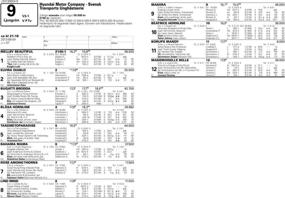 000 : 0 0-0-0 0 Tot: 0--0 Needles n Pins e Ever Jet Seganti S J /0 -k / 0 k, g - - gdk Uppf: Mellby Gård AB, Malmö Eriksson C Mp / - / 0,7 c c 9 0 Äg: Mellby Gård AB, Malmö Kolgjini L d / - 9/ 0, a c