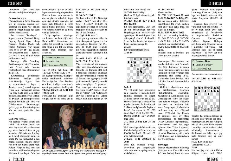 (Laget var detsamma som i Schack- OS 2006 i Turin, då även Johan Hellsten var med.