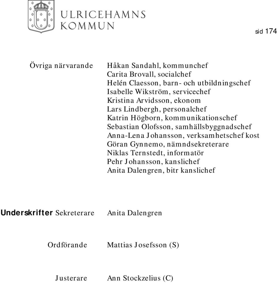 samhällsbyggnadschef Anna-Lena Johansson, verksamhetschef kost Göran Gynnemo, nämndsekreterare Niklas Ternstedt, informatör Pehr