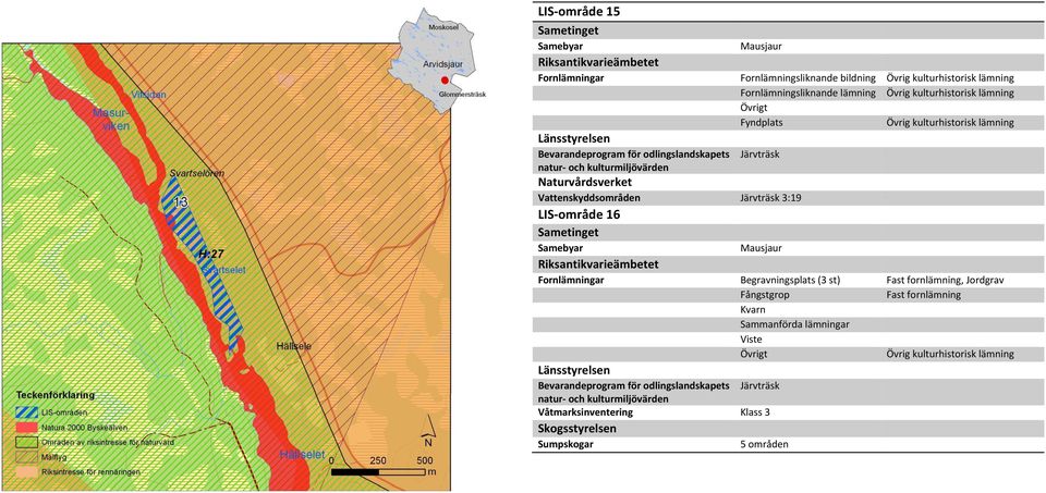 Järvträsk 3:19 LIS område 16 Samebyar Mausjaur Fornlämningar Begravningsplats (3 st) Fast fornlämning, Jordgrav Fångstgrop Fast fornlämning Kvarn Sammanförda lämningar