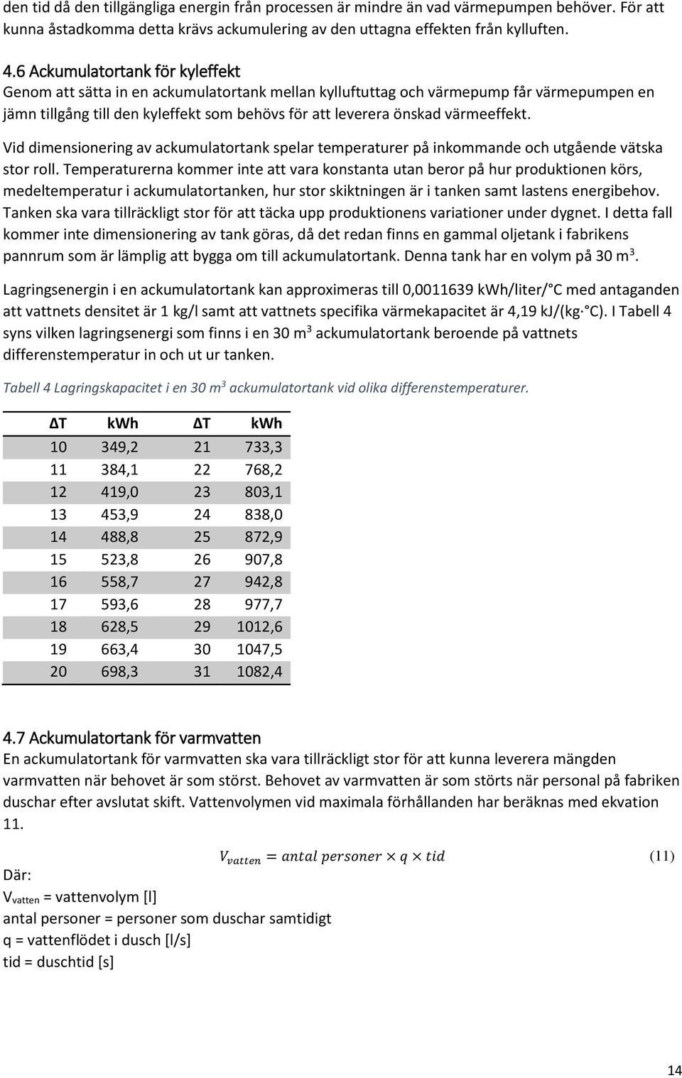 värmeeffekt. Vid dimensionering av ackumulatortank spelar temperaturer på inkommande och utgående vätska stor roll.