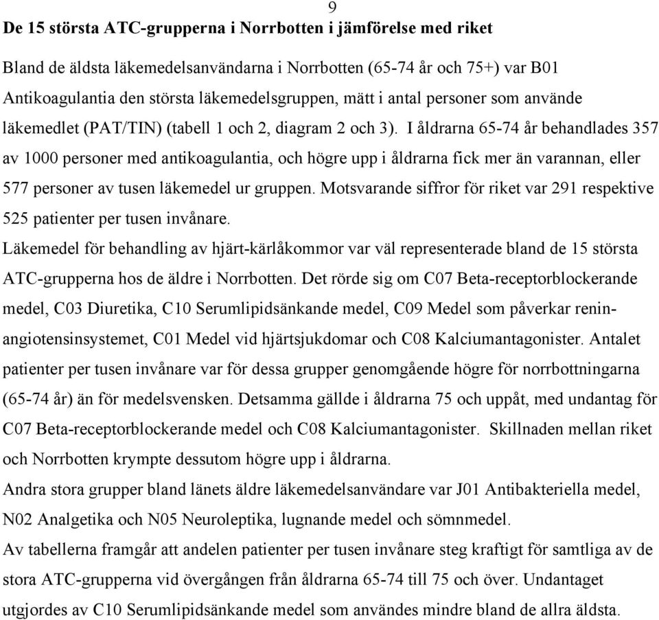 I åldrarna 65-74 år behandlades 357 av 1000 personer med antikoagulantia, och högre upp i åldrarna fick mer än varannan, eller 577 personer av tusen läkemedel ur gruppen.