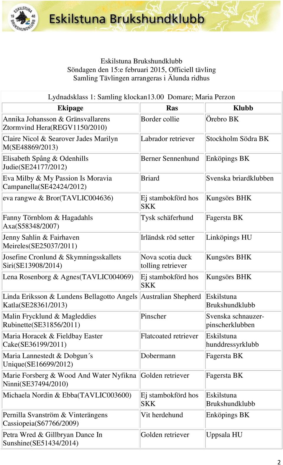 & My Passion Is Moravia Campanella(SE42424/2012) eva rangwe & Bror(TAVLIC004636) Fanny Törnblom & Hagadahls Axa(S58348/2007) Jenny Sahlin & Fairhaven Meireles(SE25037/2011) Josefine Cronlund &