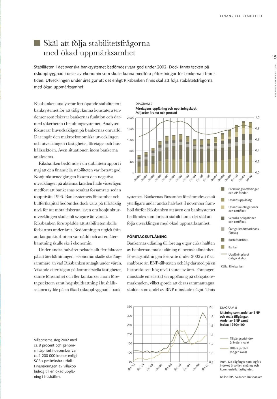 Utvecklingen under året gör att det enligt Riksbanken finns skäl att följa stabilitetsfrågorna med ökad uppmärksamhet.