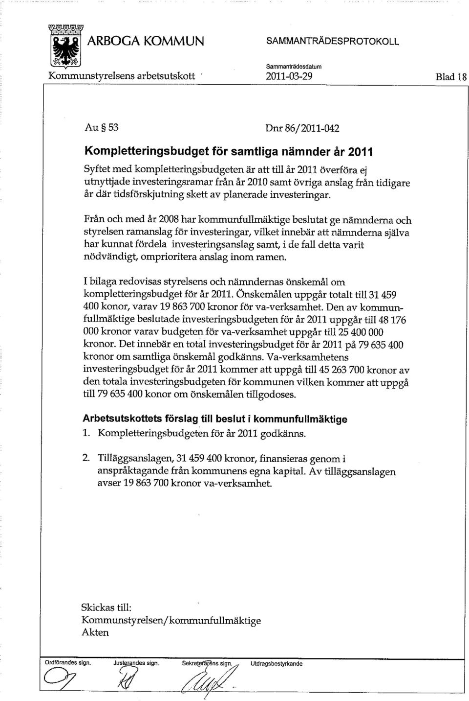 Från och med år 2008 har kommunfullmäktige beslutat ge nämnderna och styrelsen ramanslag för investeringar, vilket innebär att nämnderna själva har kunnat fördela investeringsanslag samt, i de fall