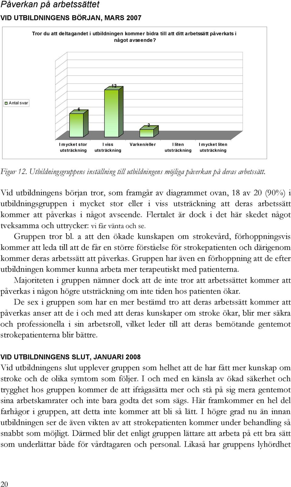 Utbildningsgruppens inställning till utbildningens möjliga påverkan på deras arbetssätt.