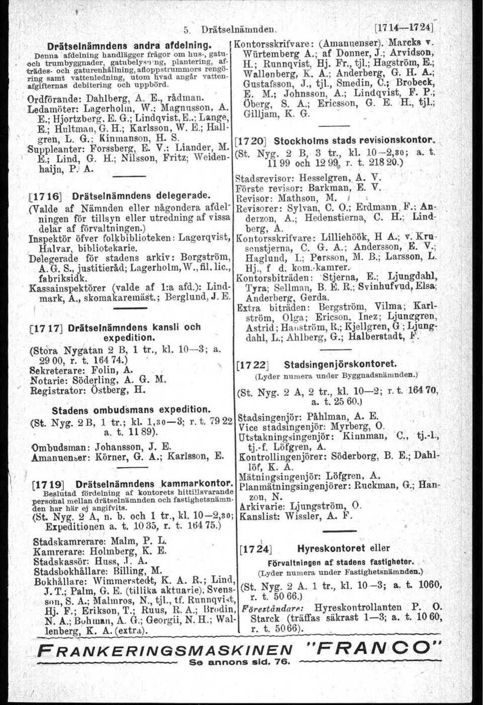 ; ags ro, 'r ring samt vattenledning, utom hvad angår vatten- Wallenberg, K. A.; Anderberg, G. B. A.;. afgifternas debitering och uppbörd, Gustafsson, J., tjl., Smedin, C.