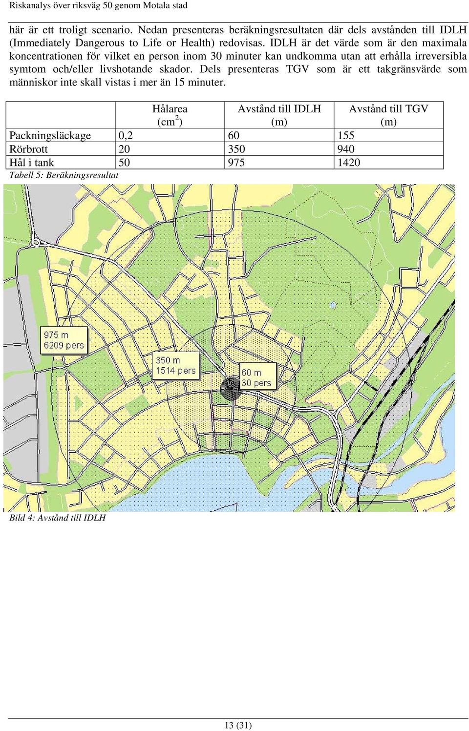 livshotande skador. Dels presenteras TGV som är ett takgränsvärde som människor inte skall vistas i mer än 15 minuter.