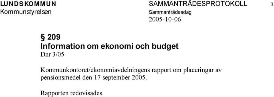 Kommunkontoret/ekonomiavdelningens rapport om