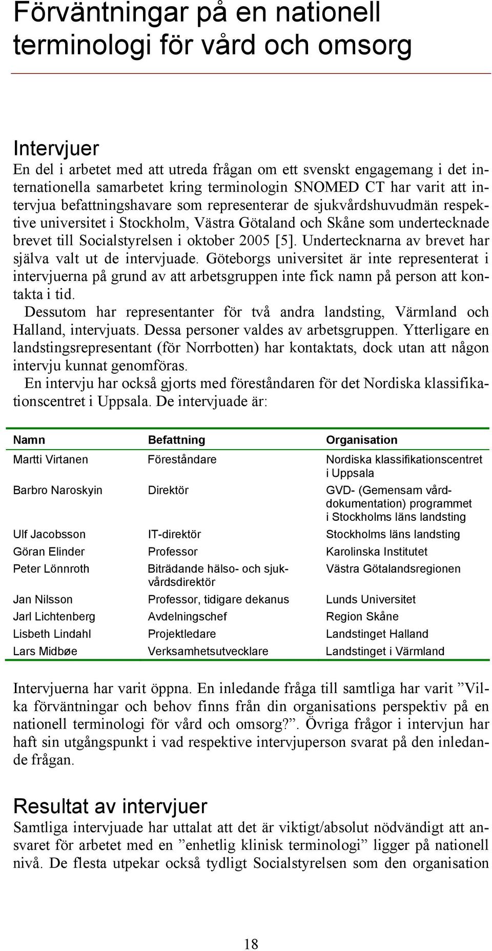 2005 [5]. Undertecknarna av brevet har själva valt ut de intervjuade.