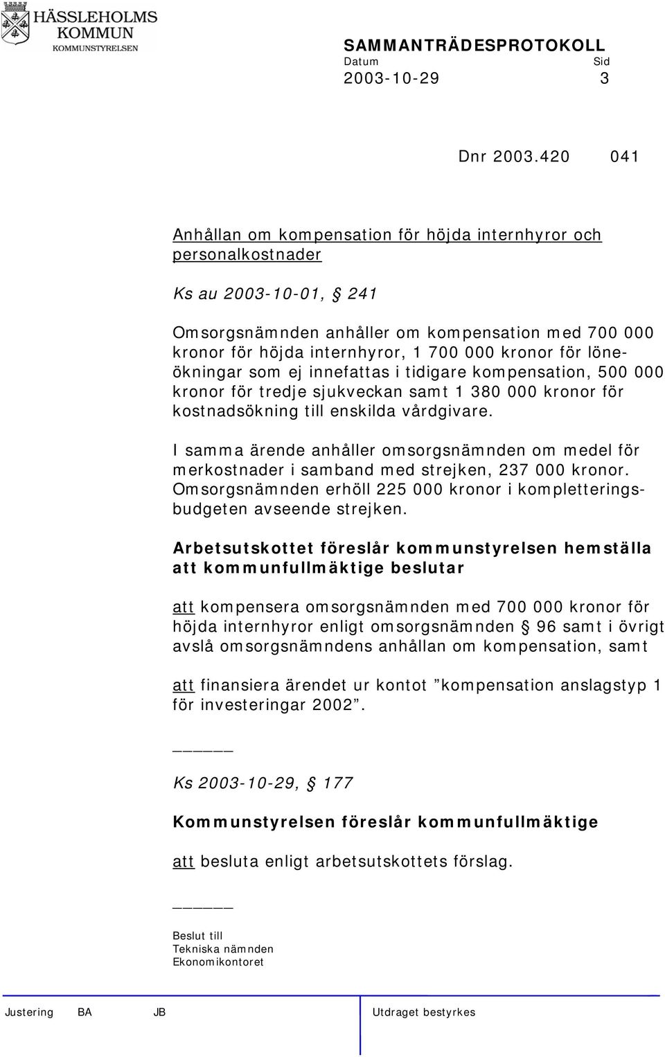 för löneökningar som ej innefattas i tidigare kompensation, 500 000 kronor för tredje sjukveckan samt 1 380 000 kronor för kostnadsökning till enskilda vårdgivare.