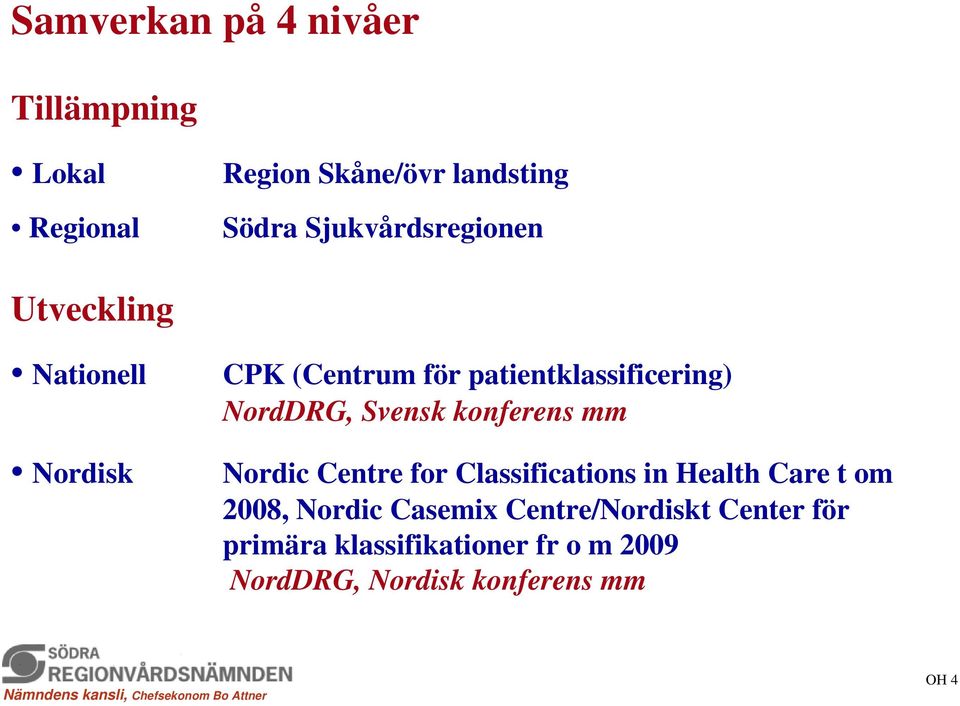 NordDRG, Svensk konferens mm Nordic Centre for Classifications in Health Care t om 2008,