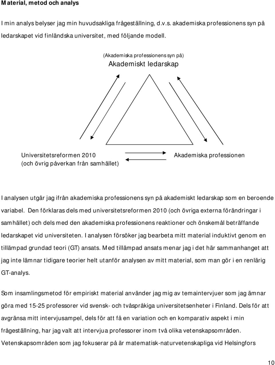 akademiskt ledarskap som en beroende variabel.