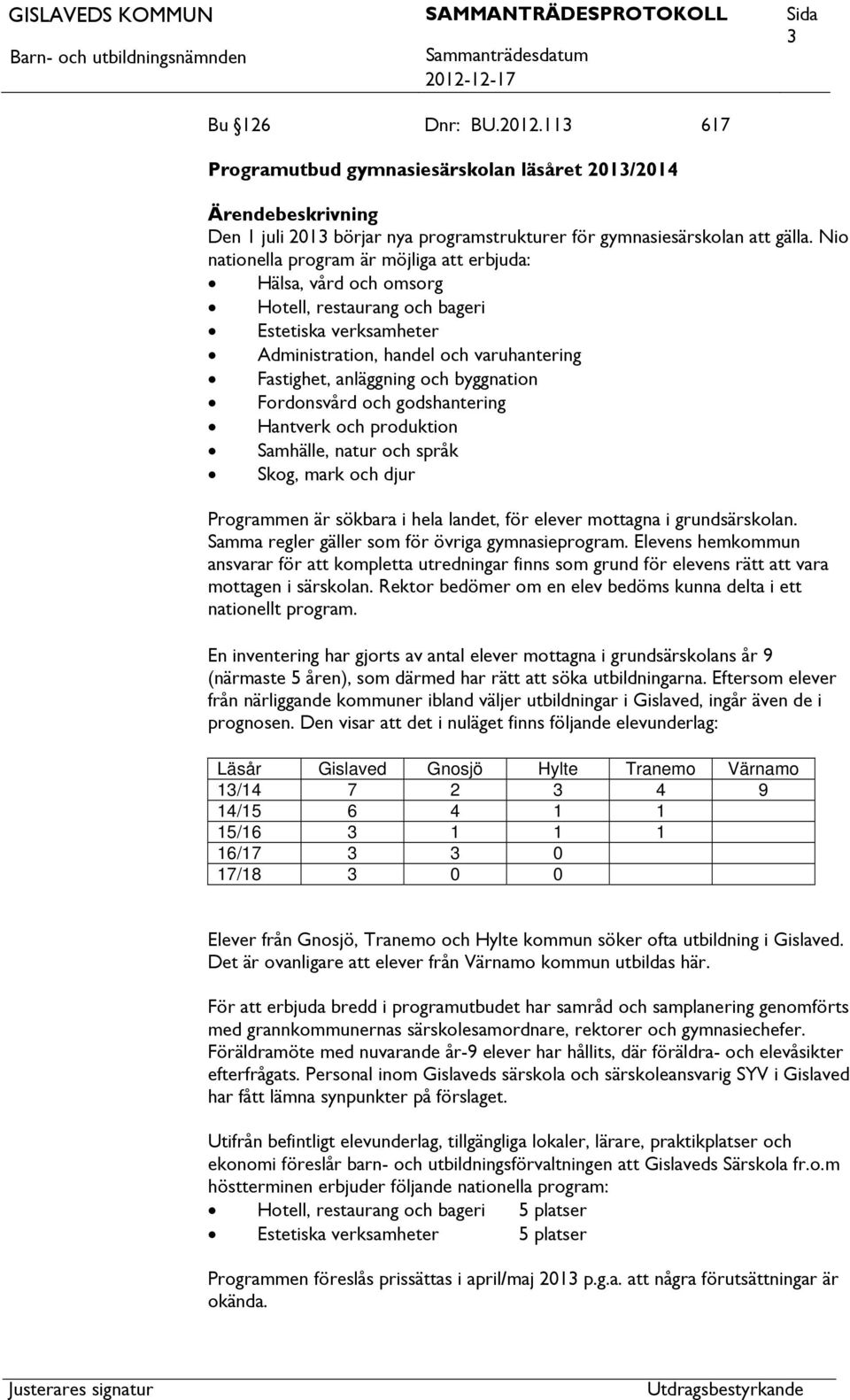Fordonsvård och godshantering Hantverk och produktion Samhälle, natur och språk Skog, mark och djur Programmen är sökbara i hela landet, för elever mottagna i grundsärskolan.