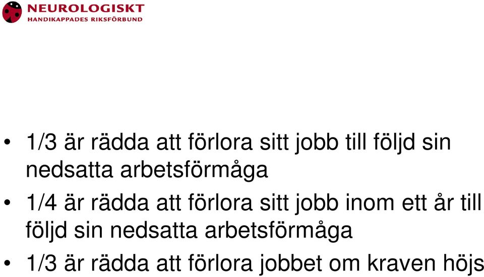 sitt jobb inom ett år till följd sin nedsatta