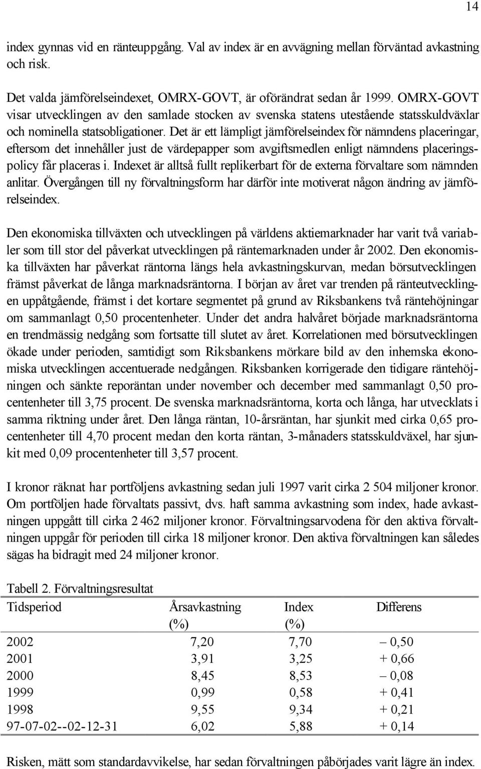 Det är ett lämpligt jämförelseindex för nämndens placeringar, eftersom det innehåller just de värdepapper som avgiftsmedlen enligt nämndens placeringspolicy får placeras i.