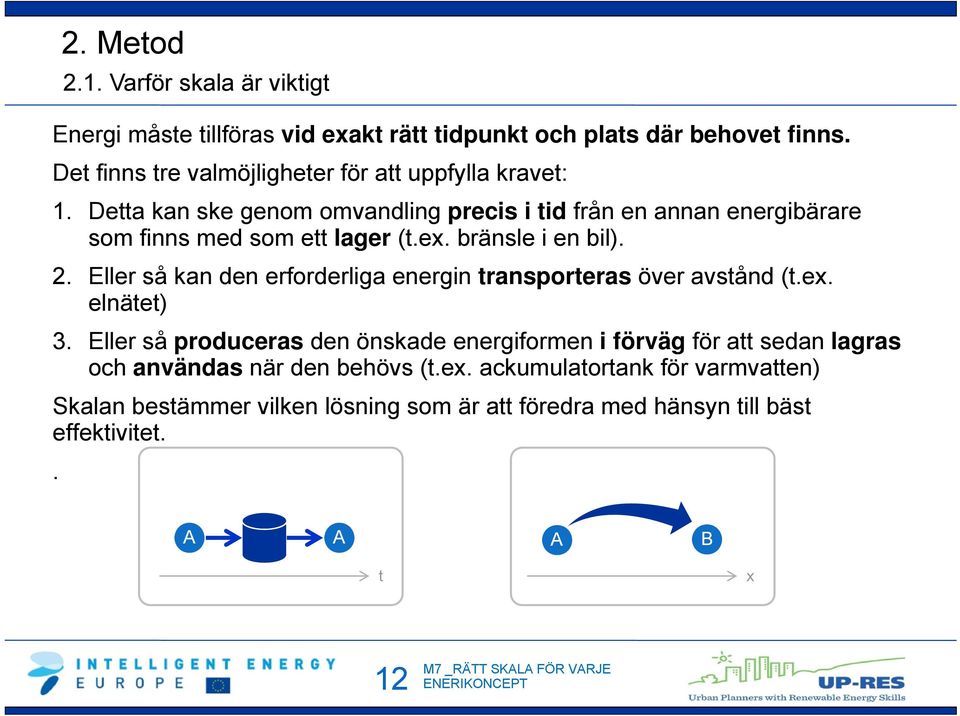 Eller så kan den erforderliga energin transporteras över avstånd (t.ex. elnätet) 3.