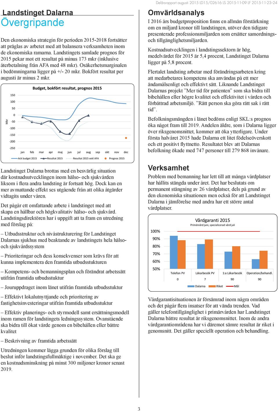 Bokfört resultat per augusti är minus 2 mkr.