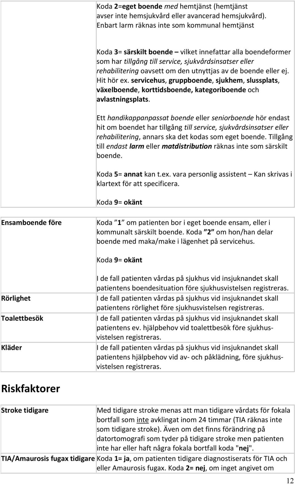 utnyttjas av de boende eller ej. Hit hör ex. servicehus, gruppboende, sjukhem, slussplats, växelboende, korttidsboende, kategoriboende och avlastningsplats.