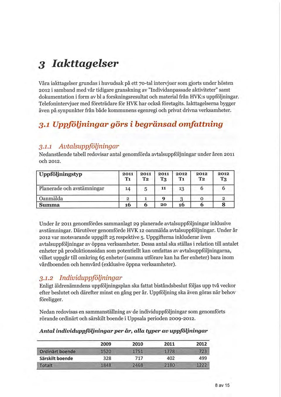 Iakttagelserna bygger även på synpunkter från både kommunens egenregi och privat drivna verksamheter. 3.1 