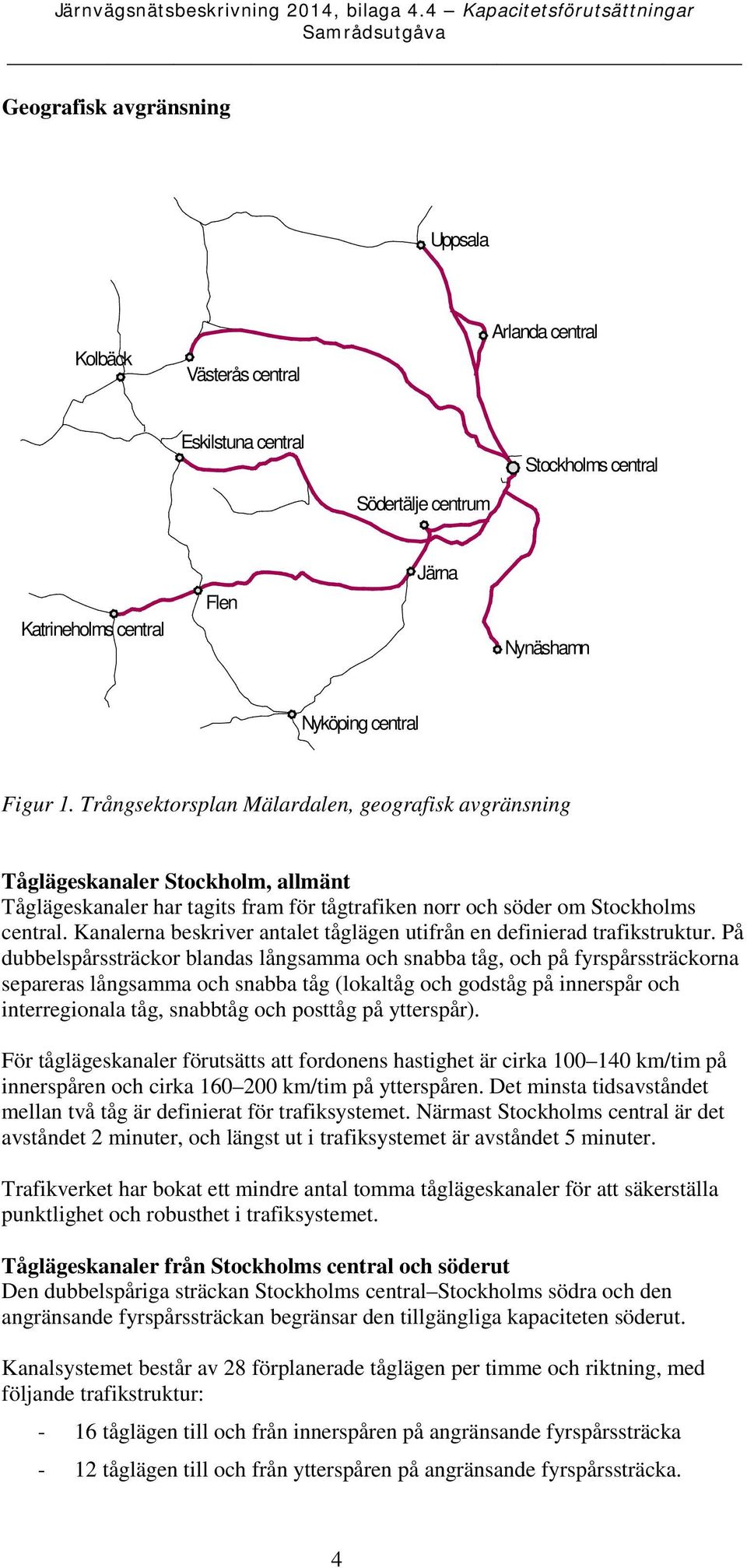 Kanalerna beskriver antalet tåglägen utifrån en definierad trafikstruktur.