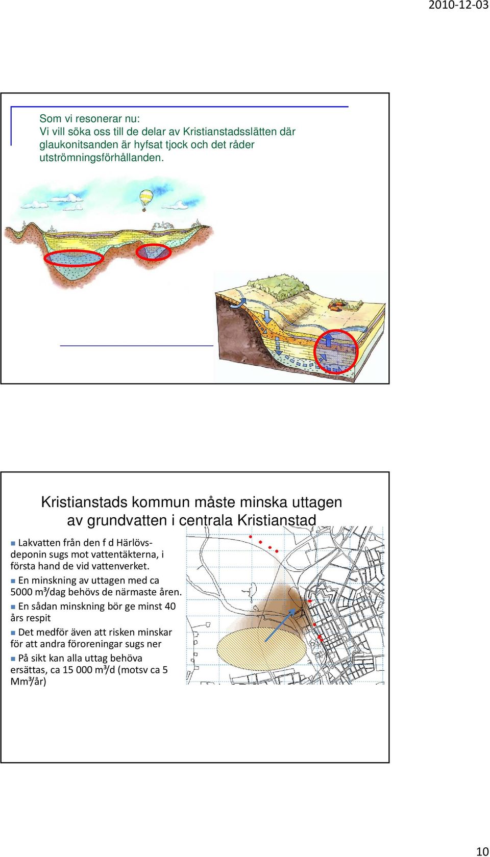 Kristianstads kommun måste minska uttagen av grundvatten i centrala Kristianstad Lakvatten från den f d Härlövsdeponin sugs mot vattentäkterna, i