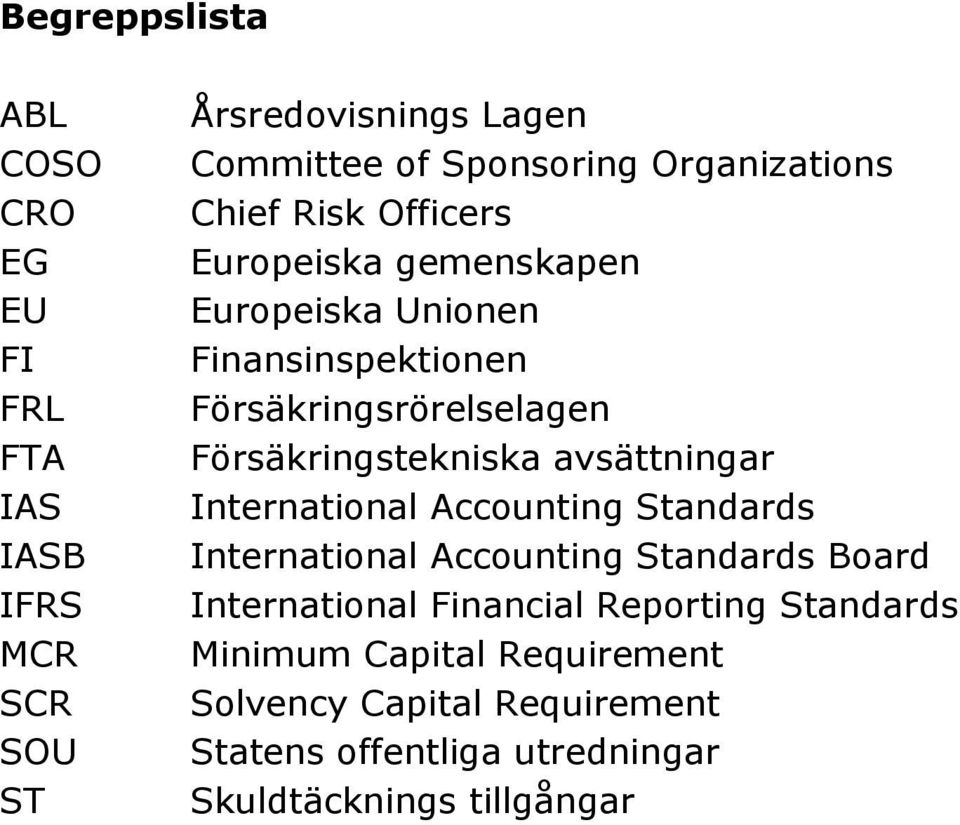 Försäkringstekniska avsättningar International Accounting Standards International Accounting Standards Board International