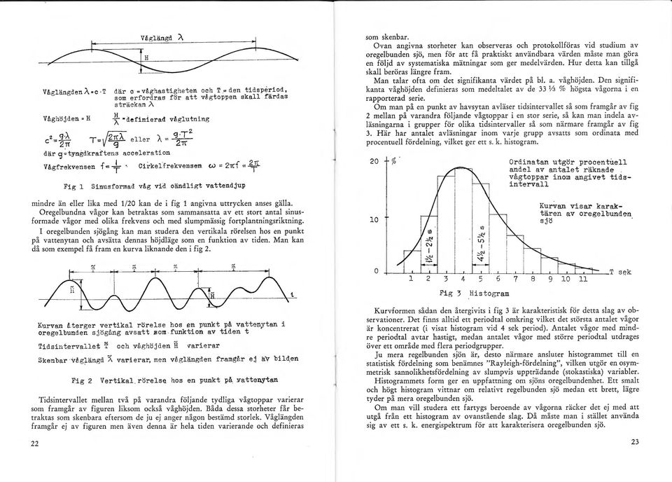 Cirke.frekvense n W = 2iC{ = 2 -( Fig Sinusformad våg vid oändigt vattendjup som skenbar.