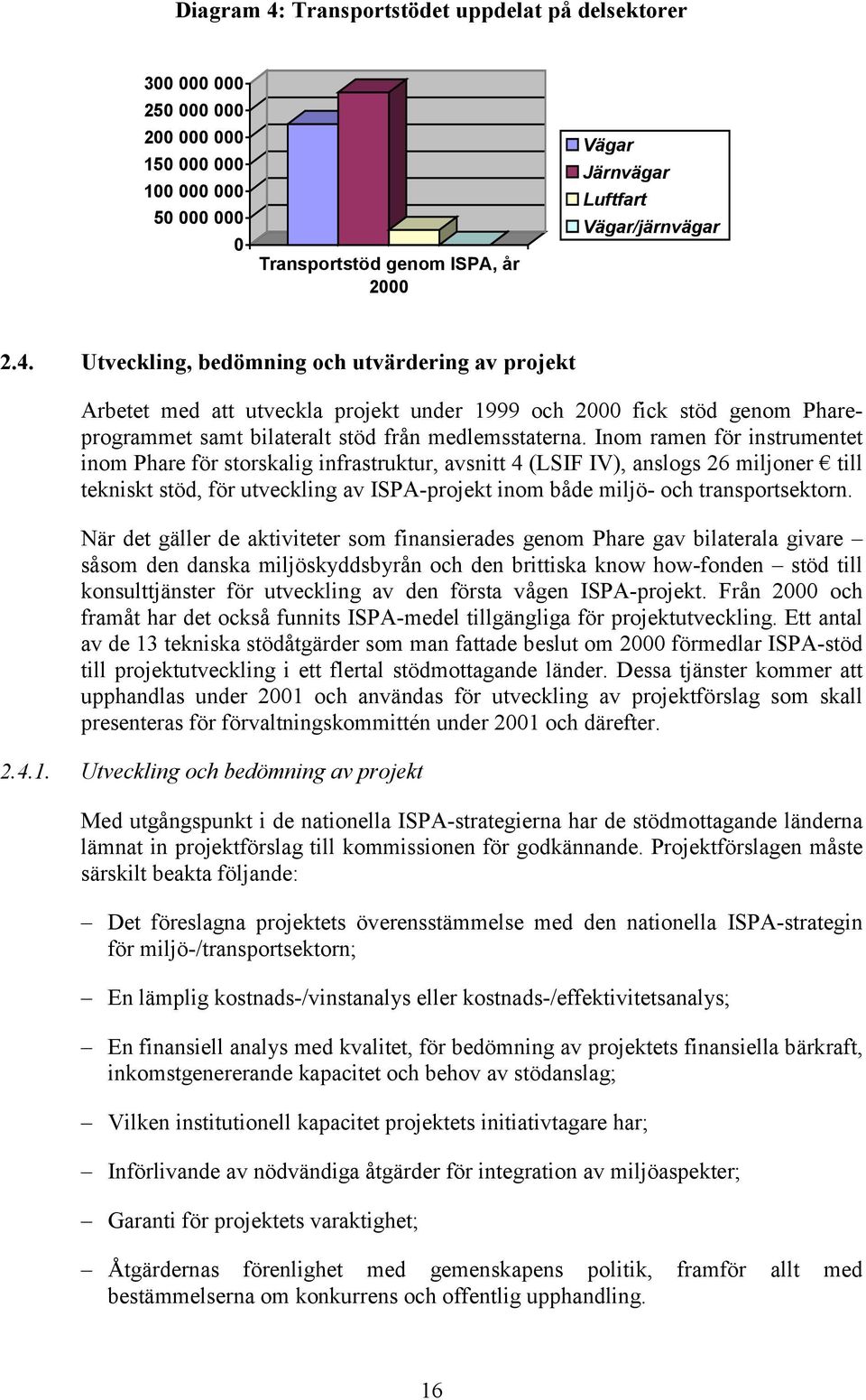 Inom ramen för instrumentet inom Phare för storskalig infrastruktur, avsnitt 4 (LSIF IV), anslogs 26 miljoner till tekniskt stöd, för utveckling av ISPA-projekt inom både miljö- och transportsektorn.