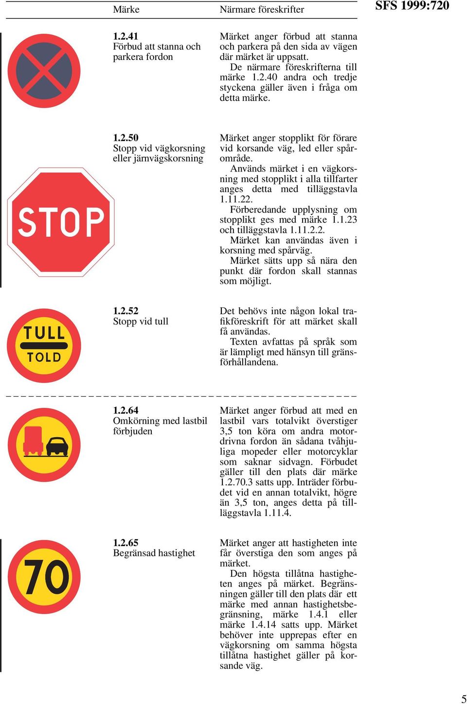 Används märket i en vägkorsning med stopplikt i alla tillfarter anges detta med tilläggstavla 1.11.22. Förberedande upplysning om stopplikt ges med märke 1.1.23 och tilläggstavla 1.11.2.2. Märket kan användas även i korsning med spårväg.