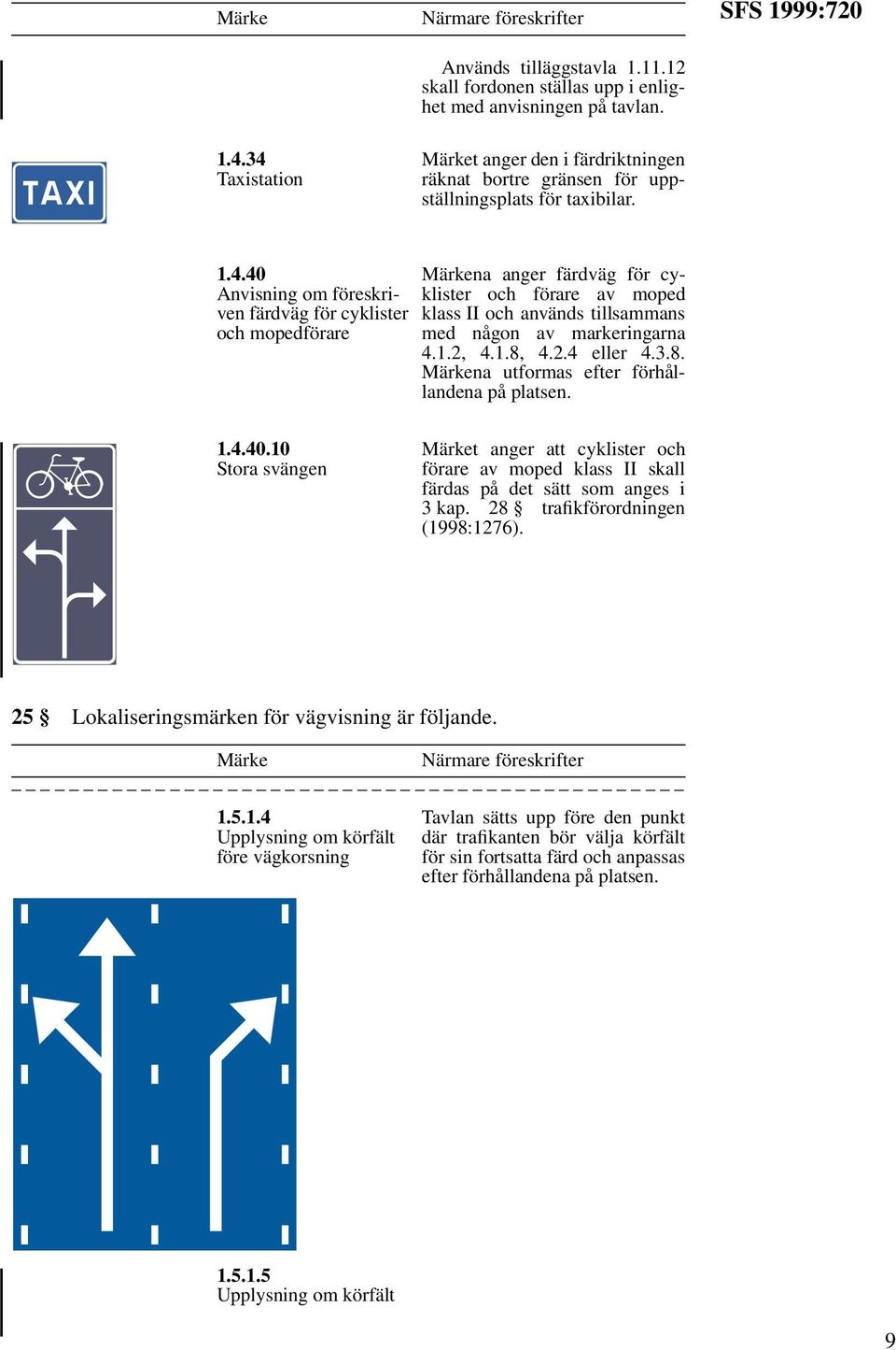 1.2, 4.1.8, 4.2.4 eller 4.3.8. Märkena utformas efter förhållandena på platsen. 1.4.40.