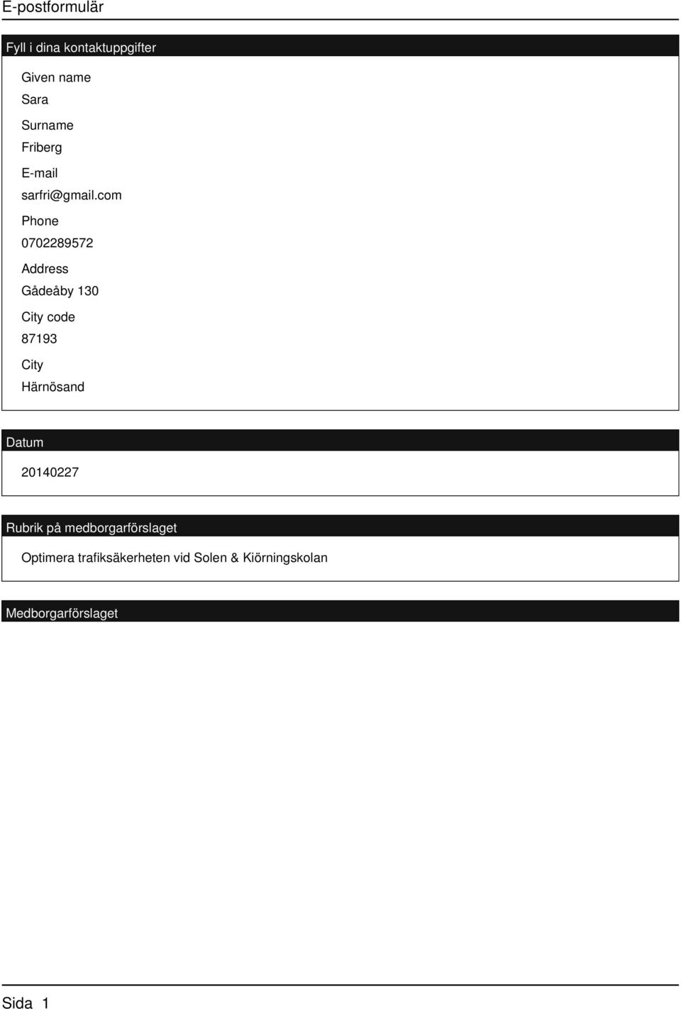 com Phone 0702289572 Address Gådeåby 130 City code 87193 City Härnösand