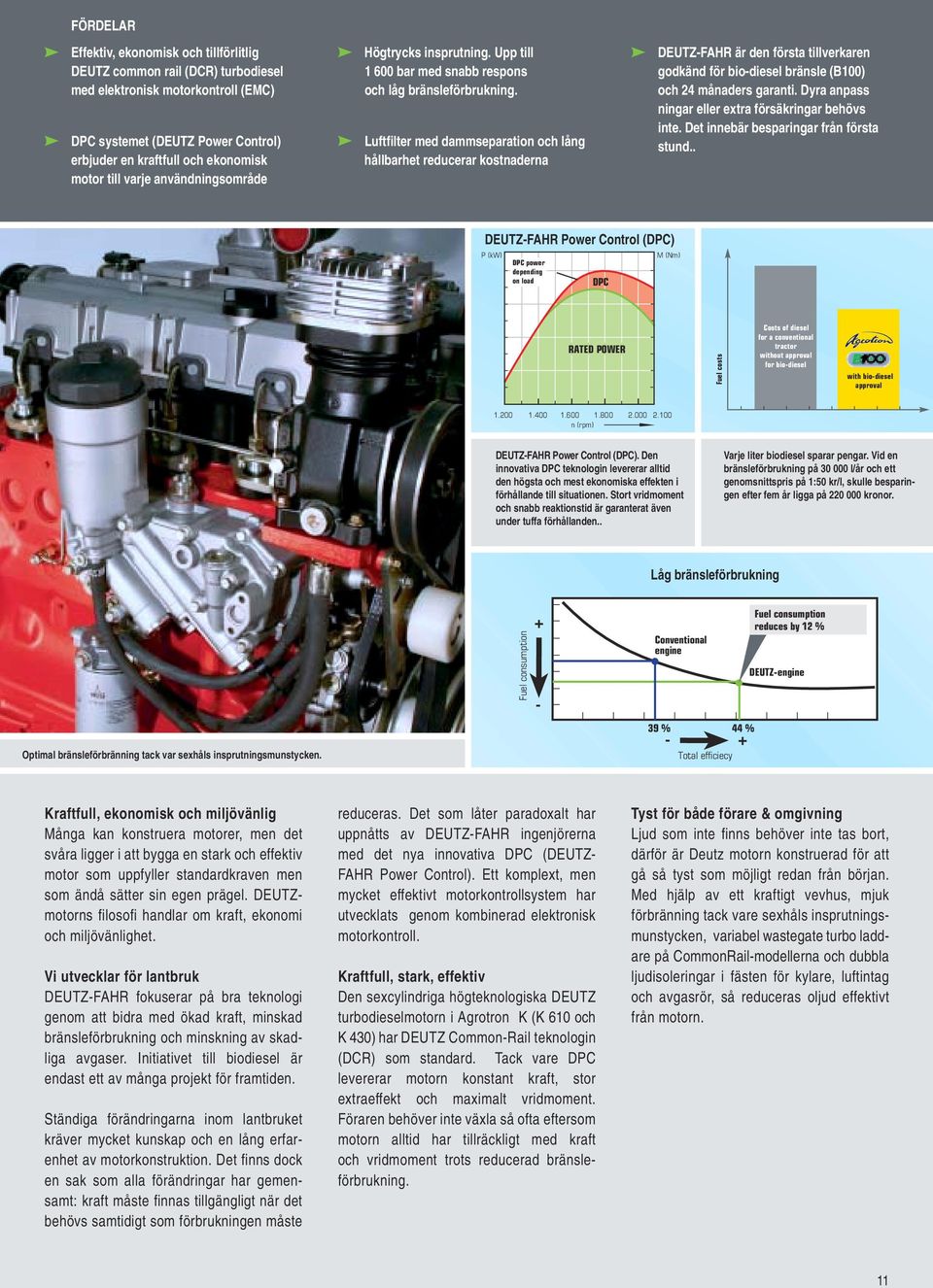 uftfilter med dammseparation och lång hållbarhet reducerar kostnaderna DEUTZ-FAR är den första tillverkaren godkänd för bio-diesel bränsle (B100) och 24 månaders garanti.